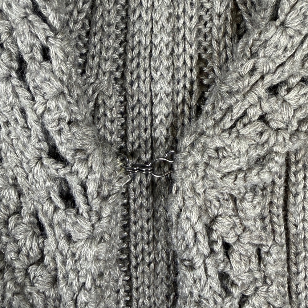 Kenar Cardigan Sweater Taupe Ribbed Crochet Trim Wool Blend Boho Earthy Cozy - Picture 5 of 9